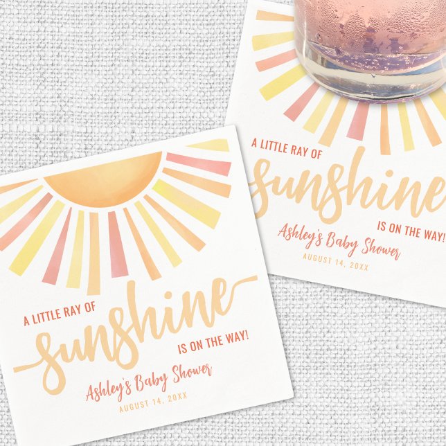 Servilleta De Papel Pequeño Rayo Del Sol Baby Shower (Little Ray Of Sunshine Baby Shower Napkins )