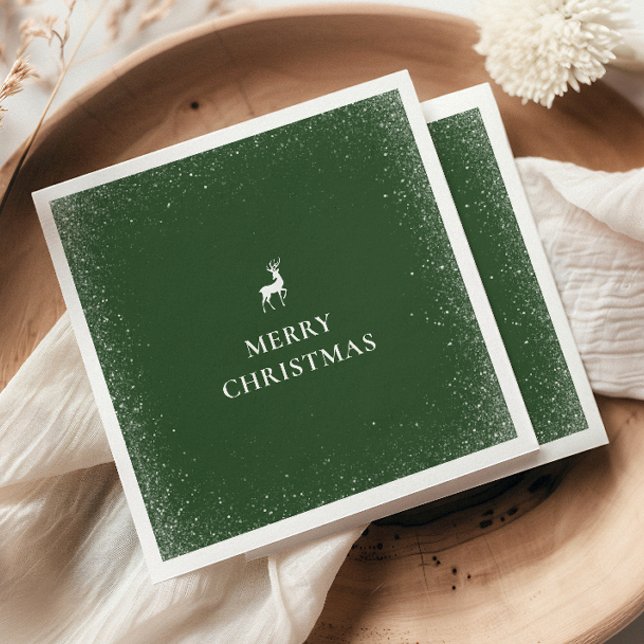 Servilleta De Papel Pequeño reno, bosque de Navidades con copas de nie (Subido por el creador)