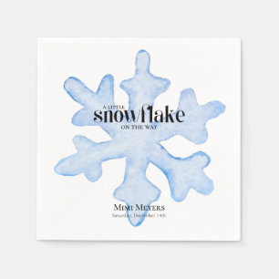 Servilleta De Papel Pequeño Snowflake Blue Wintery Baby Shower