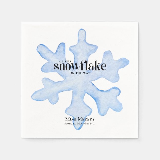 Servilleta De Papel Pequeño Snowflake Blue Wintery Baby Shower (Anverso)