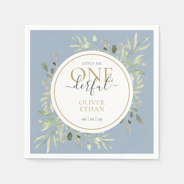 Servilleta De Papel Pequeño Sr ONEmaravilloso Elegante Primer Cumpleañ (Anverso)