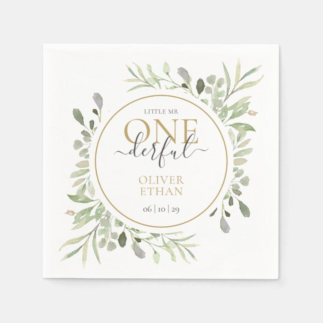 Servilleta De Papel Pequeño Sr. ONEMaravilloso Niño Elegante Primer Cu (Anverso)