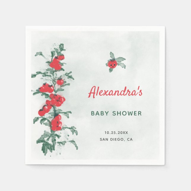 Servilleta De Papel Pequeño tomate Rústico Moda acuarela Baby Shower (Anverso)
