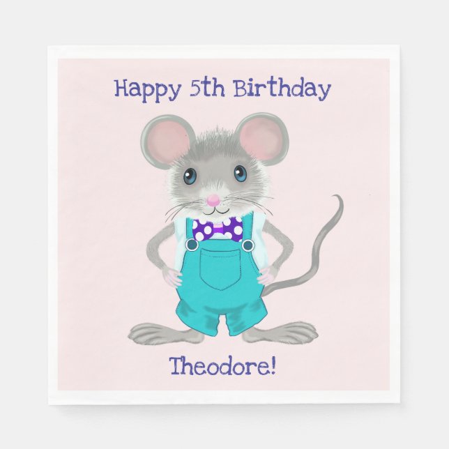 Servilleta De Papel Pequeño y elegante personalizado de ratón Aniversa (Anverso)