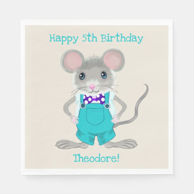 Servilleta De Papel Pequeño y elegante personalizado de ratón Aniversa (Anverso)