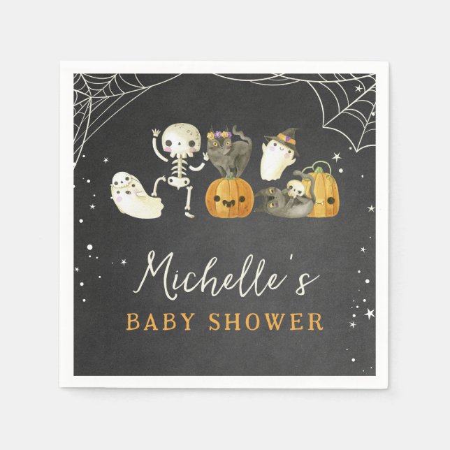 Servilleta De Papel Pequeño y espeluznante Boo Halloween Baby Shower (Anverso)