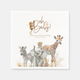 Servilleta De Papel Pequeños animales juntan Safari Baby Shower Brown