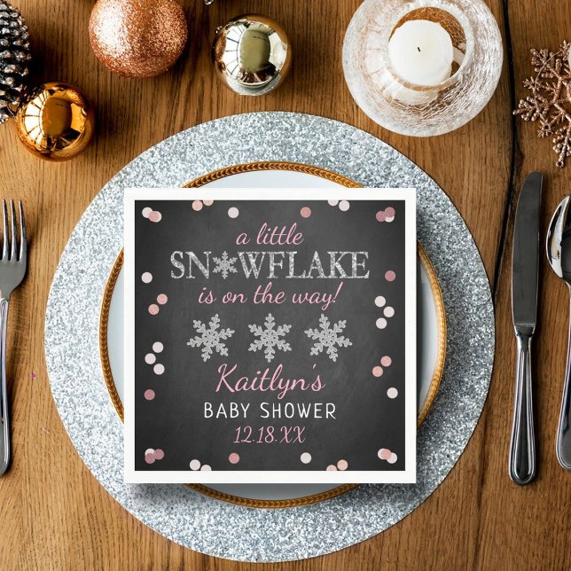 Servilleta De Papel Pequeños Chicas de copo de nieve en Baby Shower (Subido por el creador)