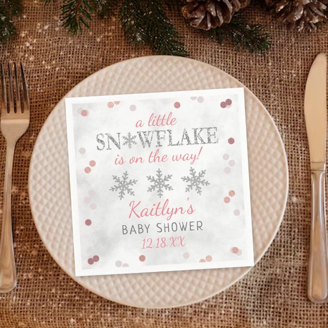 Servilleta De Papel Pequeños Chicas de copo de nieve en Baby Shower (Subido por el creador)