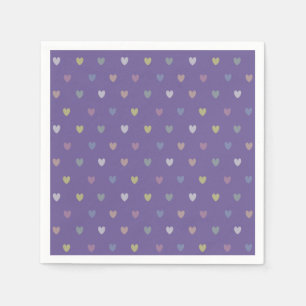 Servilleta De Papel Pequeños corazones de polka en morado ultrvioleta