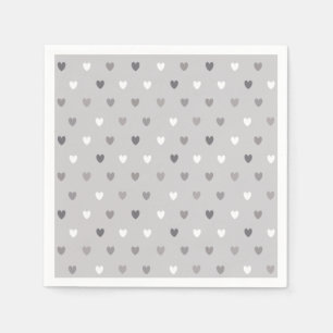 Servilleta De Papel Pequeños corazones de polka en tonos grises