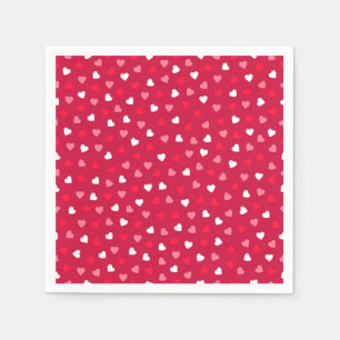 Servilleta De Papel Pequeños corazones de San Valentín en rosa rojo bl