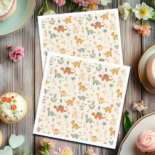 Servilleta De Papel Pequeños Dinosaurios Tonos Neutrales Beige