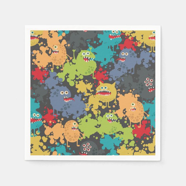 Servilleta De Papel Pequeños monstruos graciosos (Anverso)