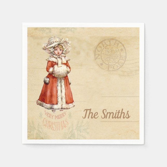 Servilleta De Papel Pequeños Navidades Personalizados de Caroleros de  (Anverso)