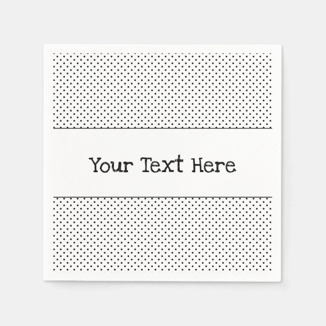 Servilleta De Papel Pequeños puntos de polka negros y blancos (Anverso)