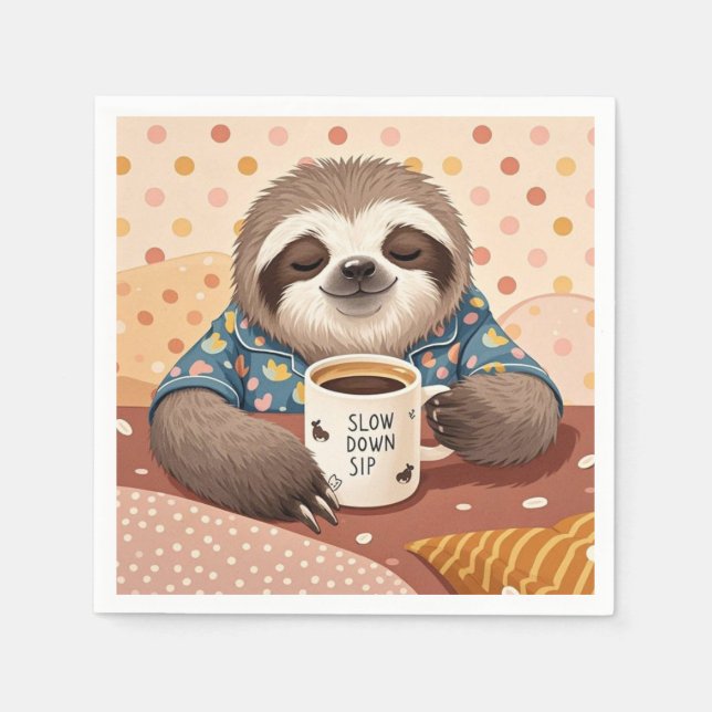 Servilleta De Papel Perezoso de dibujos animados con ojos somnolientos (Anverso)