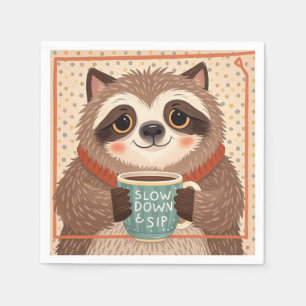 Servilleta De Papel Perezoso de dibujos animados lindo con ojos somnol