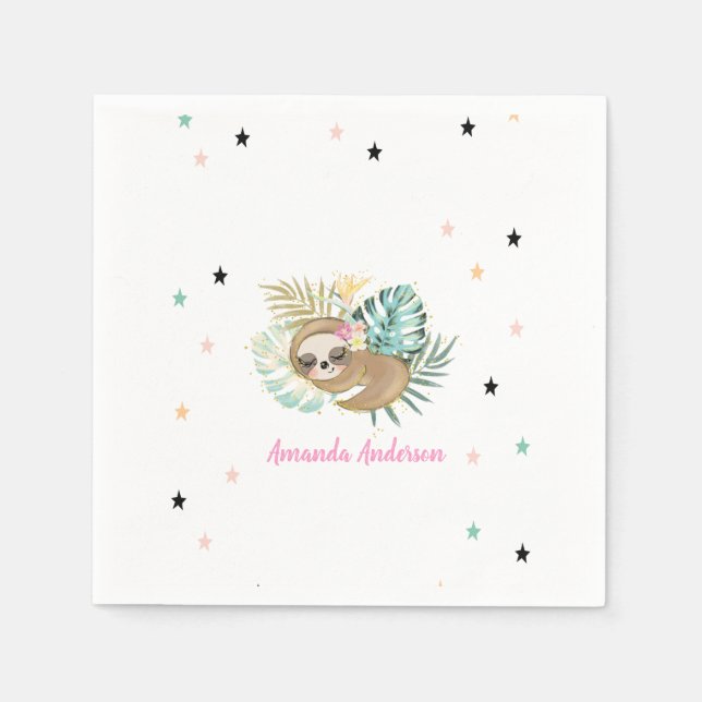 Servilleta De Papel Perezoso Dormido Adorable,Estrellas,Princesa (Anverso)