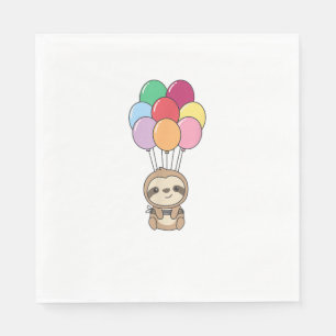 Servilleta De Papel Perezoso Vuela con Globos Coloridos Perezoso Kawai