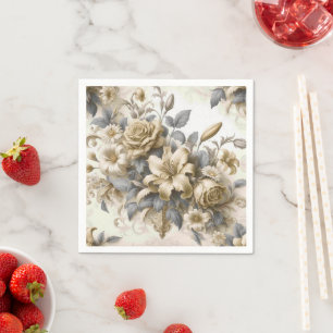 Servilleta De Papel Perfección floral amarilla antigüa