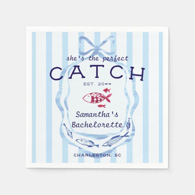 Servilleta De Papel Perfect Catch Beach Preppy Fishing Bachelorette (Anverso)