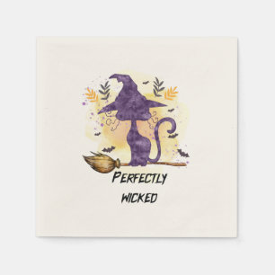 Servilleta De Papel Perfectamente Malvado - Silueta de gato morado