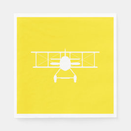 Servilleta De Papel Perfil de biplano blanco sobre fondo amarillo