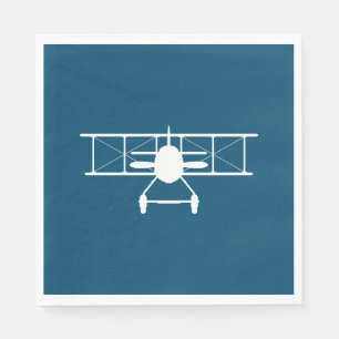 Servilleta De Papel Perfil de biplano blanco sobre fondo azul