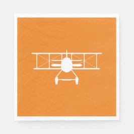 Servilleta De Papel Perfil de biplano blanco sobre fondo Naranja