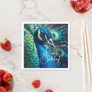 Servilleta De Papel Perfil de Peacock Feliz Cumpleaños