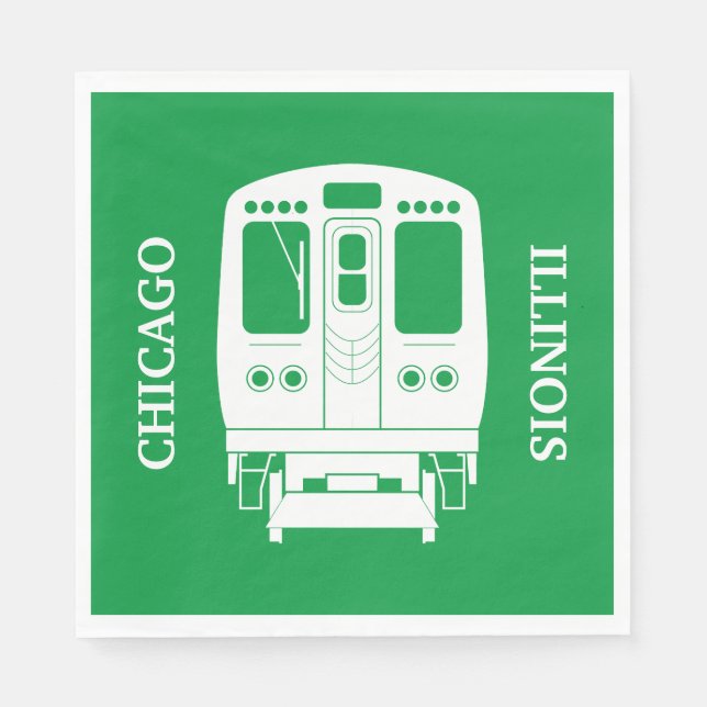 Servilleta De Papel Perfil "L" de Chicago Blanco sobre fondo verde (Anverso)