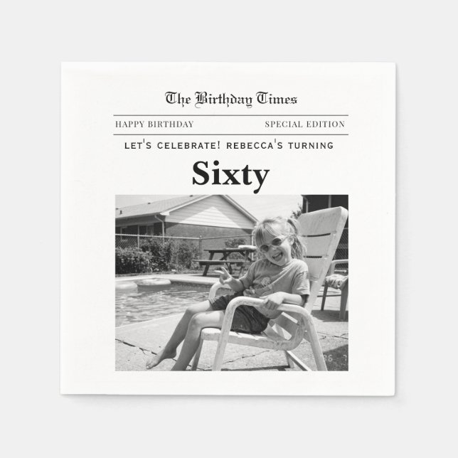 Servilleta De Papel Periódico Cumpleaños 60 (Anverso)