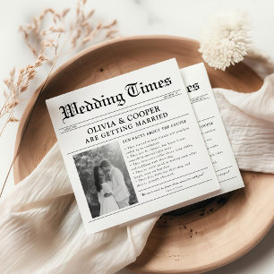 Servilleta De Papel Periódico de Bodas con Datos Divertidos
