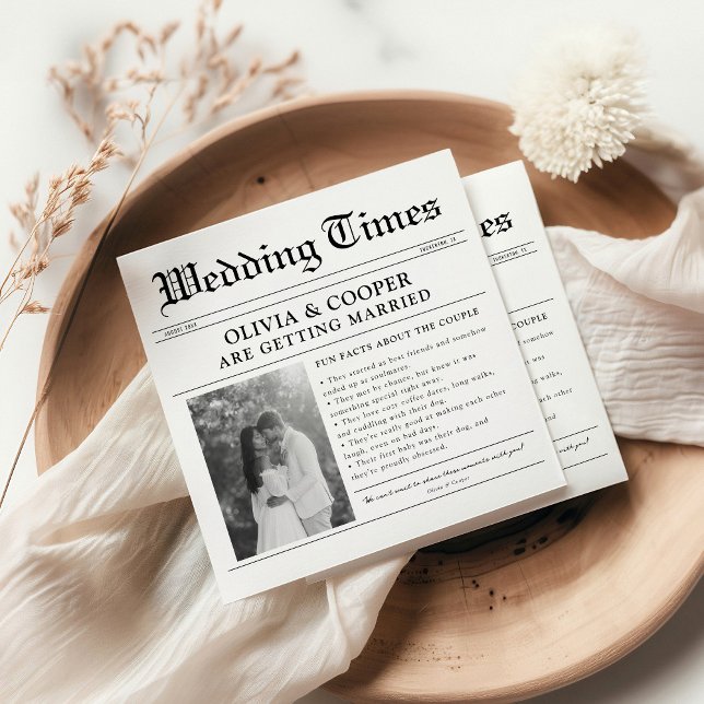 Servilleta De Papel Periódico de Bodas con Datos Divertidos (Subido por el creador)