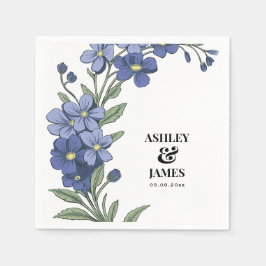 Servilleta De Papel Periwinkle Blue Modern Floral Boda