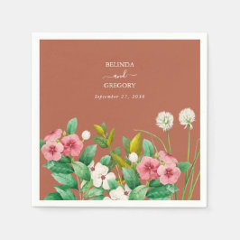 Servilleta De Papel Periwinkle Burnt Naranja Terracotta Boda