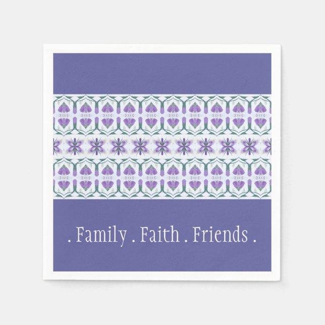 Servilleta De Papel Periwinkle Con Acentos Florales (Anverso)