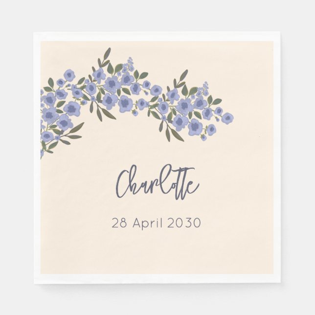 Servilleta De Papel Periwinkle Floral Blooms Nombre personalizado mode (Anverso)