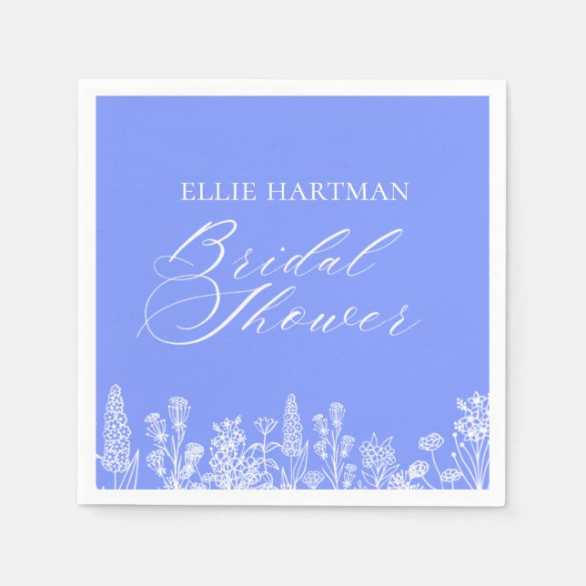 Servilleta De Papel Periwinkle Wildflower Bridal Shower (Anverso)