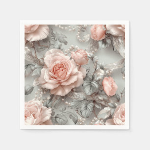 Servilleta De Papel Perla romántica suave y botánica de encaje