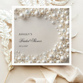 Servilleta De Papel Perlas Blancas Elegante Ducha Bridal