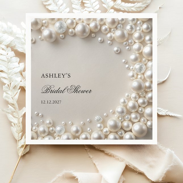 Servilleta De Papel Perlas Blancas Elegante Ducha Bridal (Subido por el creador)