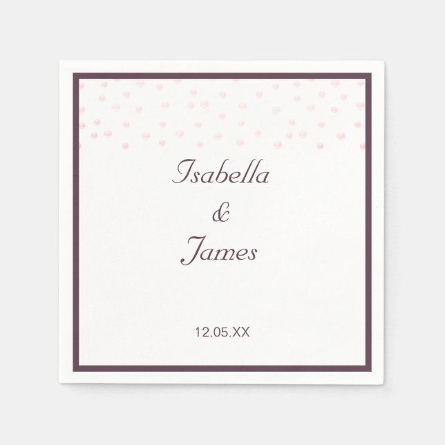 Servilleta De Papel Perlas de oro rosa Boda (Anverso)