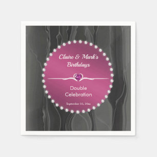Servilleta De Papel Perlas de seda negra de cumpleaños conjunto Ruby R