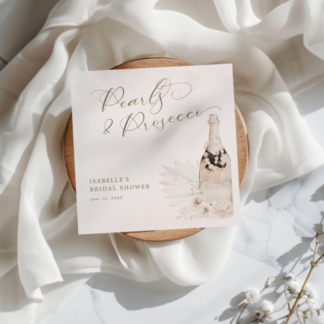 Servilleta De Papel Perlas neutrales y ducha de novia en Prosecco (Subido por el creador)