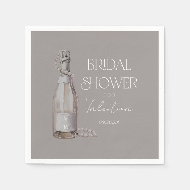 Servilleta De Papel Perlas personalizadas + ducha de novia Prosecco (Anverso)