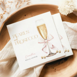 Servilleta De Papel Perlas rosadas y brindis de prosecco de arco para 