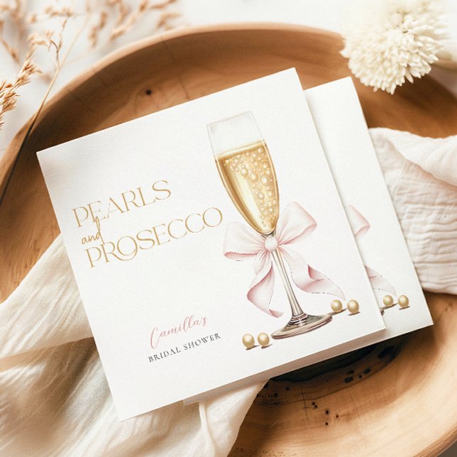 Servilleta De Papel Perlas rosadas y brindis de prosecco de arco para  (Subido por el creador)