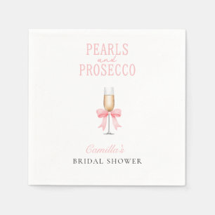 Servilleta De Papel Perlas rosas y Rótulo de ducha de novia Prosecco